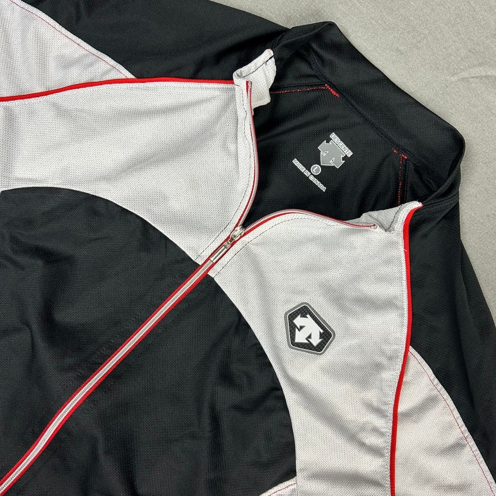 Descente Cycling Jersey Full Zip Carbon Blend Mens L Black White Red
